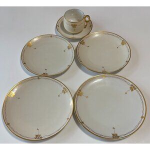 Vintage Dishes 2 Salad Plates, 2 Bread Plates, Teacup & Saucer Set Bavaria Japan